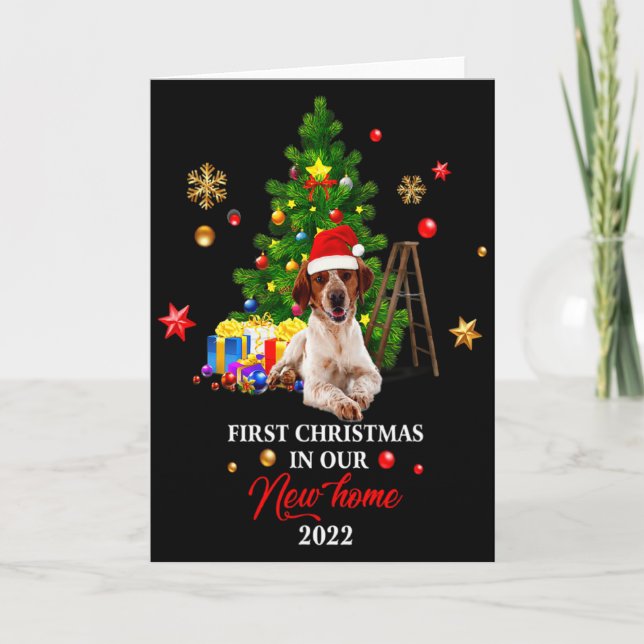 First Christmas In Our New Home Xmas Beagle Dog T  Card (Front)