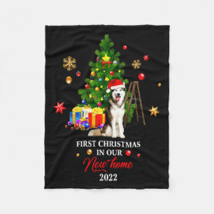 First Christmas In Our New Home Xmas Gift For Husk Fleece Blanket