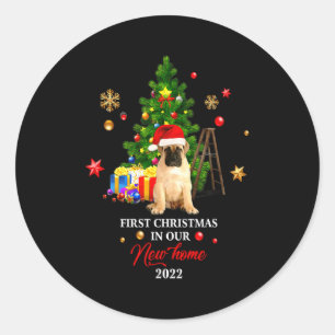 First Christmas In Our New Home Xmas Gift For Pug  Classic Round Sticker
