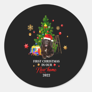 First Christmas In Our New Home Xmas Newfoundland  Classic Round Sticker