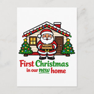 First Christmas in Our New House Santa Postcard