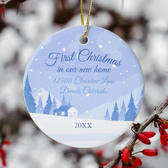 First Christmas in Our New Winter Home Custom Ceramic Ornament (Creator Uploaded)