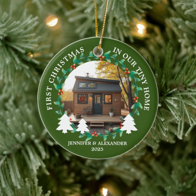 First Christmas in our Tiny Home photo Ceramic Ornament (Tree)