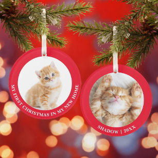 First Christmas Kitten Cat Personalized Photo Ornament