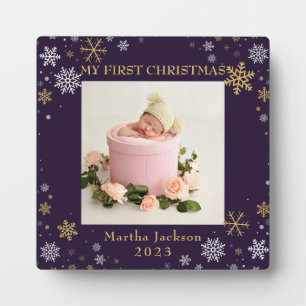 First Christmas Lavender Purple Baby Girl Photo  Plaque