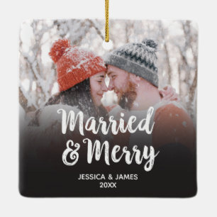 First Christmas Married and Merry Ceramic Ornament