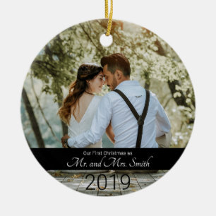 First Christmas Married as Mr. and Mrs. Ceramic Ornament
