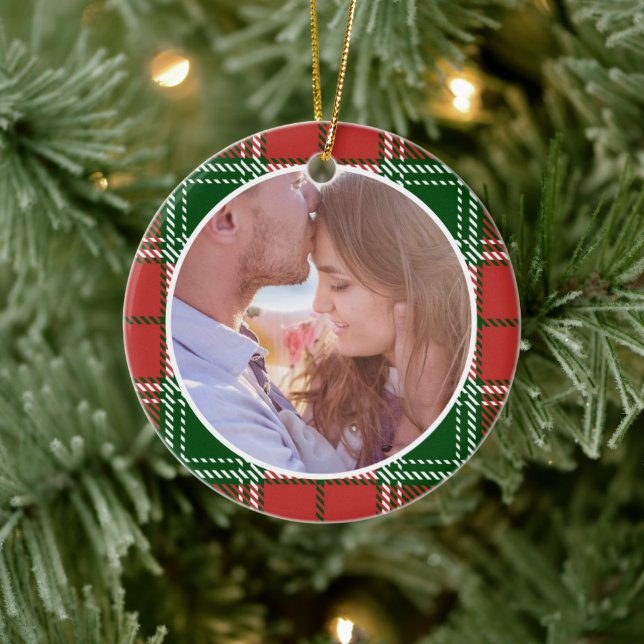 First Christmas Married as Mr. & Mrs. PHOTO Ceramic Ornament (Tree)