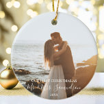 First Christmas Married as Mr. & Mrs. PHOTO Ceramic Ornament<br><div class="desc">Elegant Christmas holiday photo ornament for first married Mr. and Mrs Name. Personalize them by adding your name. Makes a perfect keepsake gift for your spouse (husband or wife)</div>