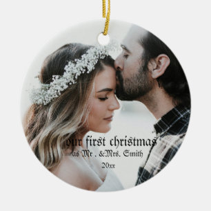 First Christmas Married as Mr. & Mrs. PHOTO Ceramic Ornament