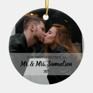 First Christmas Married as Mr. & Mrs. PHOTO  Ceramic Ornament