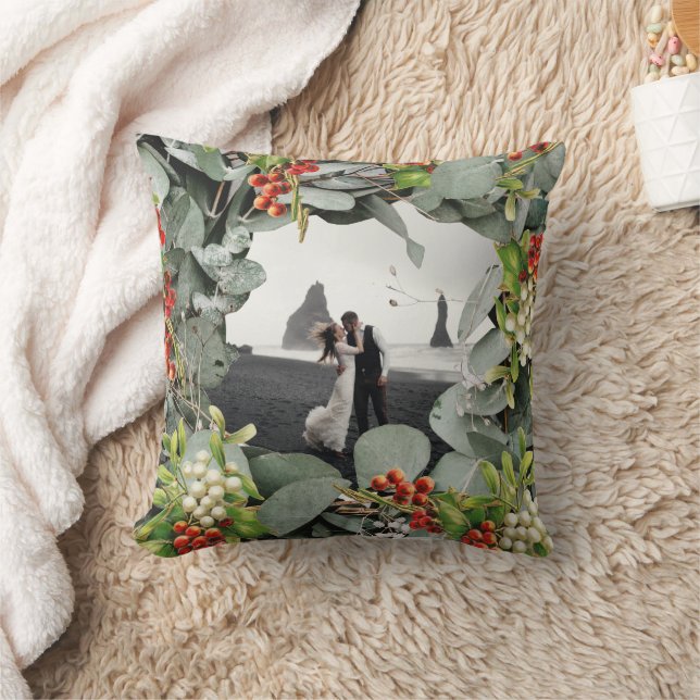 First Christmas Married as Mr. & Mrs. Photo  Throw Pillow (Blanket)