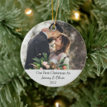 First Christmas Married as Photo Ceramic Ornament<br><div class="desc">First Christmas Married as Photo Ceramic Ornament</div>