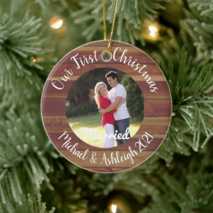 First Christmas Married Ceramic Ornament