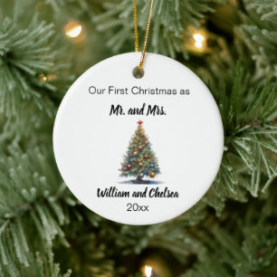 First Christmas Married Christmas Tree Ceramic Ornament