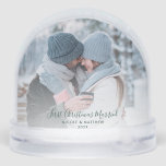 First Christmas Married Custom Photos Snowglobe<br><div class="desc">Imagine a truly personal keepsake that captures your most cherished memories. This unique snow globe allows you to feature beloved photos of yourselves on both sides, ensuring your special moment is visible from every angle. Even better, you can easily add the photos by using the personalize button, making it perfectly...</div>
