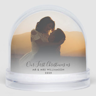 First Christmas Married Cute Couple Photos Custom Snowglobe