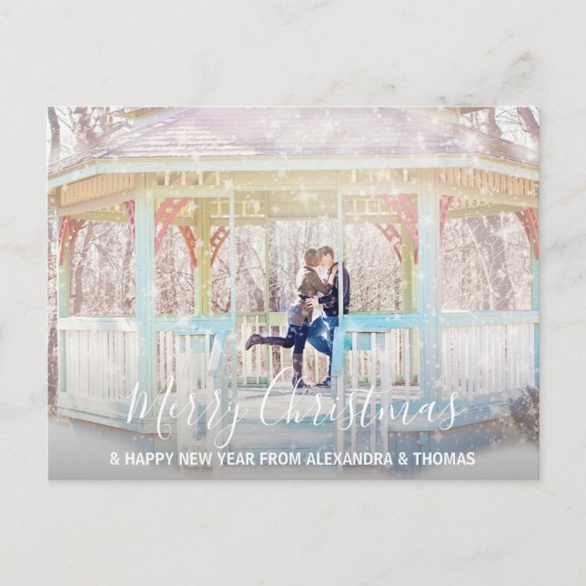 First Christmas Married Engaged NewYear | PHOTO Holiday Postcard (Front)