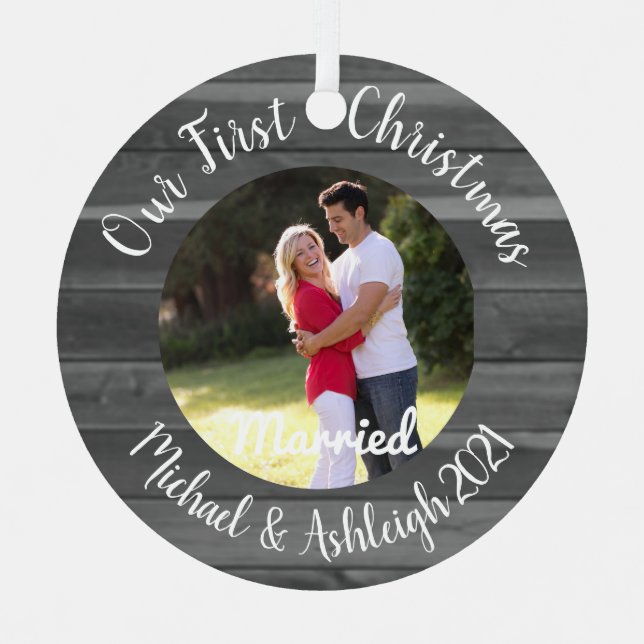 First Christmas Married Metal Ornament (Front)