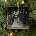 First Christmas Married Mr & Mrs Couples Photo  Ceramic Ornament<br><div class="desc">Celebrate your first Christmas as a married couple with the First Christmas Married Mr & Mrs Couples Photo Ornament. Personalize it with your photo to create a heartfelt keepsake that adds a loving,  festive touch to your holiday decor</div>