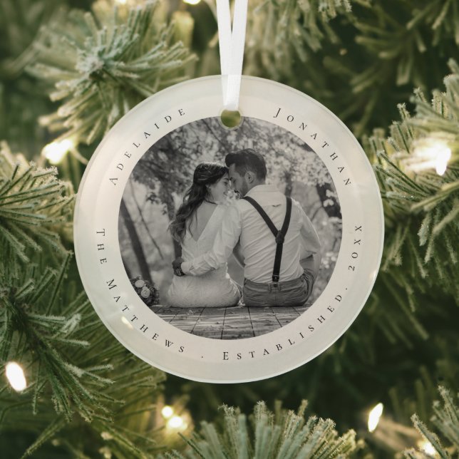 First Christmas Married Newlywed Date Established Glass Ornament (Insitu)