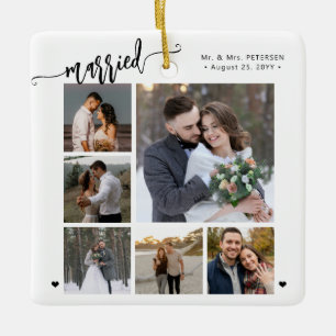 First Christmas married newlywed keepsake photo Ceramic Ornament