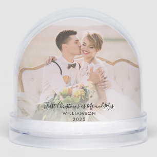 First Christmas Married Newlyweds Photos Custom Snowglobe