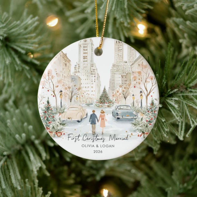 First Christmas Married NYC  Ceramic Ornament (Tree)