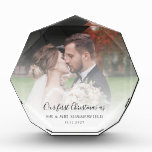 First Christmas Married Wedding Day Couples Photo<br><div class="desc">First Christmas as Married Wedding Photo Custom Photo Block. You can easily add your favourite wedding day photo,  date and name as a couple by clicking the "Personalize" button</div>