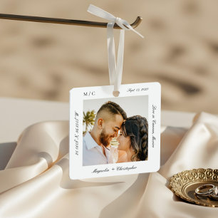 First Christmas Married Wedding Honeymoon Photo Metal Ornament
