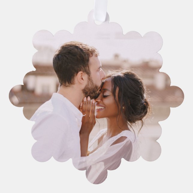 First Christmas Modern Mr Mrs Photo Holiday Ornament Card (Front)