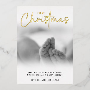 First Christmas modern photo Foil Holiday Card