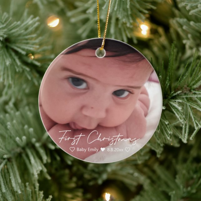 first christmas modern white handwriting ceramic ornament (Tree)