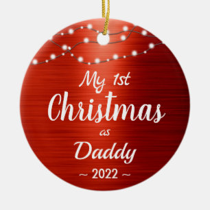 First Christmas Mommy String Lights Name Photo Ceramic Ornament