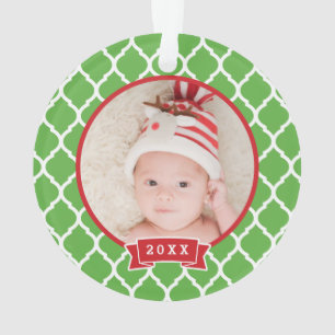 First Christmas Monogram Photo Holiday Ornament