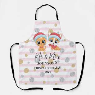 First Christmas Mr. and Mrs. Cat and Dog Winter Apron