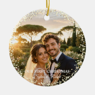 First Christmas Mr Mrs Custom Photo  Ceramic Ornament