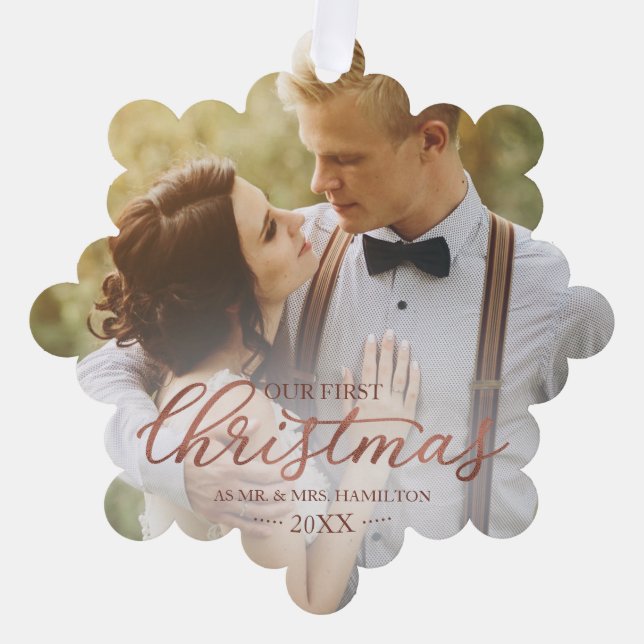 First Christmas Mr & Mrs Rose Gold Card (Front)