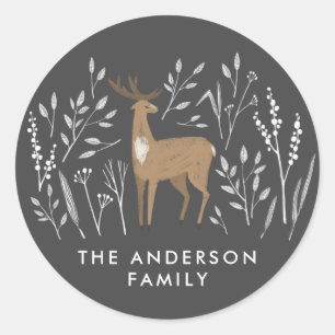 First Christmas natural reindeers delicate 1 photo Classic Round Sticker