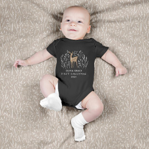 First Christmas natural reindeers delicate modern Baby Bodysuit