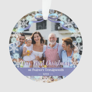 First Christmas New Baby Parents Snowflakes Ribbon Ornament