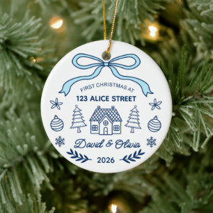 First Christmas New Home Address & Names Ceramic Ornament