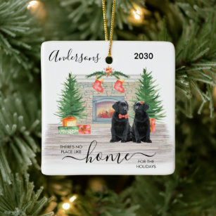 First Christmas New Home Black Labrador Dog Photo Ceramic Ornament