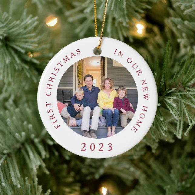 First Christmas New Home Christmas Photo Ceramic Ornament (Tree)
