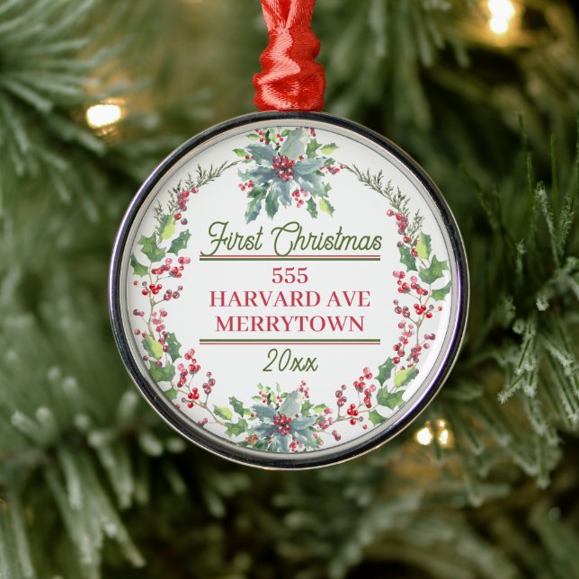 First Christmas New Home Metal Ornament (Tree)