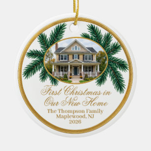 First Christmas New Home Ornament House Photo