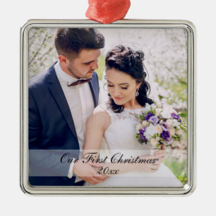 First Christmas Newlywed Wedding Photo Ornament WS