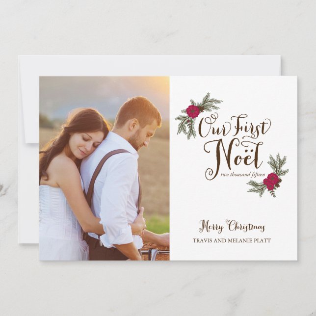 First Christmas Newlyweds Holiday Multi Photo Card (Front)