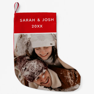 First Christmas Newlyweds Photo & Names Simple Small Christmas Stocking