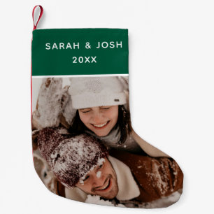 First Christmas Newlyweds Photo & Names Simple Small Christmas Stocking